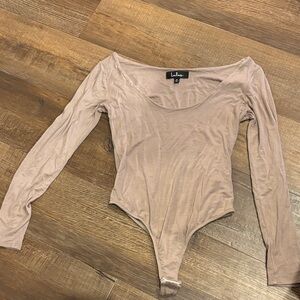 Lulu's Beige Long Sleeve Bodysuit